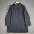 ERMENEGILDO ZEGNA Coat Mens 44 XL Navy Wool & Cashmere Long Trench Overcoat