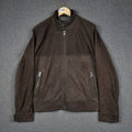 HUGO BOSS Leather Jacket Mens L Large 40R Brown Buffalo Skin Bomber Biker