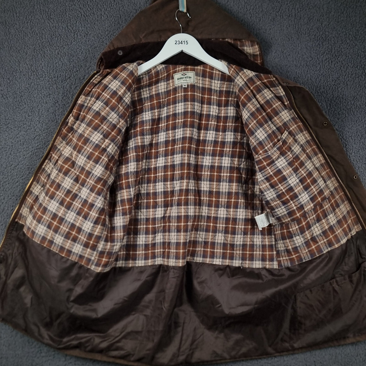 Vintage HOGGS OF FIFE Jacket Mens M Medium Brown Wax Waxed Field Coat Hooded
