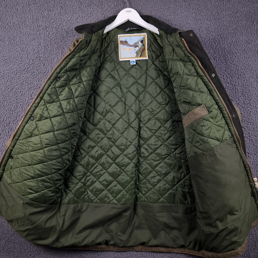 BRONTE Shooting Jacket Mens L Large Green Check Derby Tweed Wool Field Coat UK