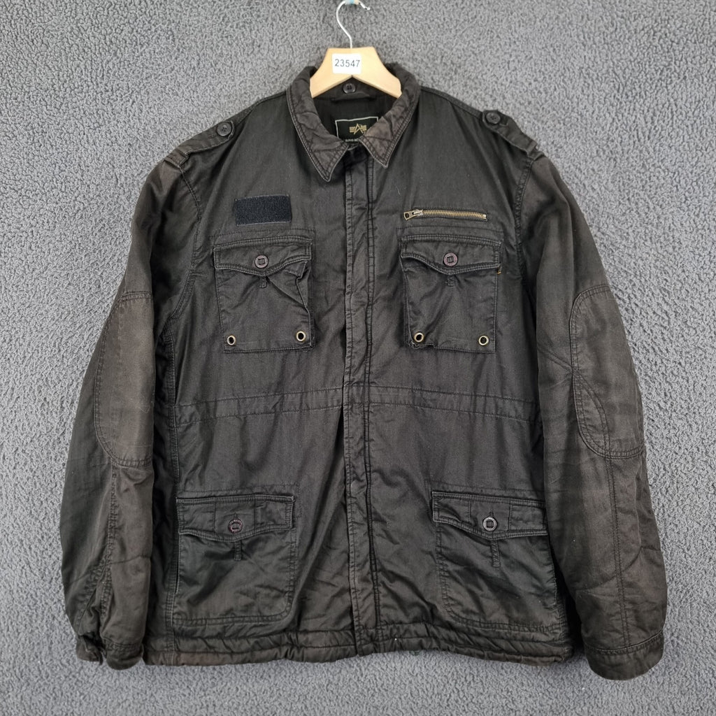 Vintage Alpha Industries Jacket Mens XL Black M65 Military Field Coat Canvas