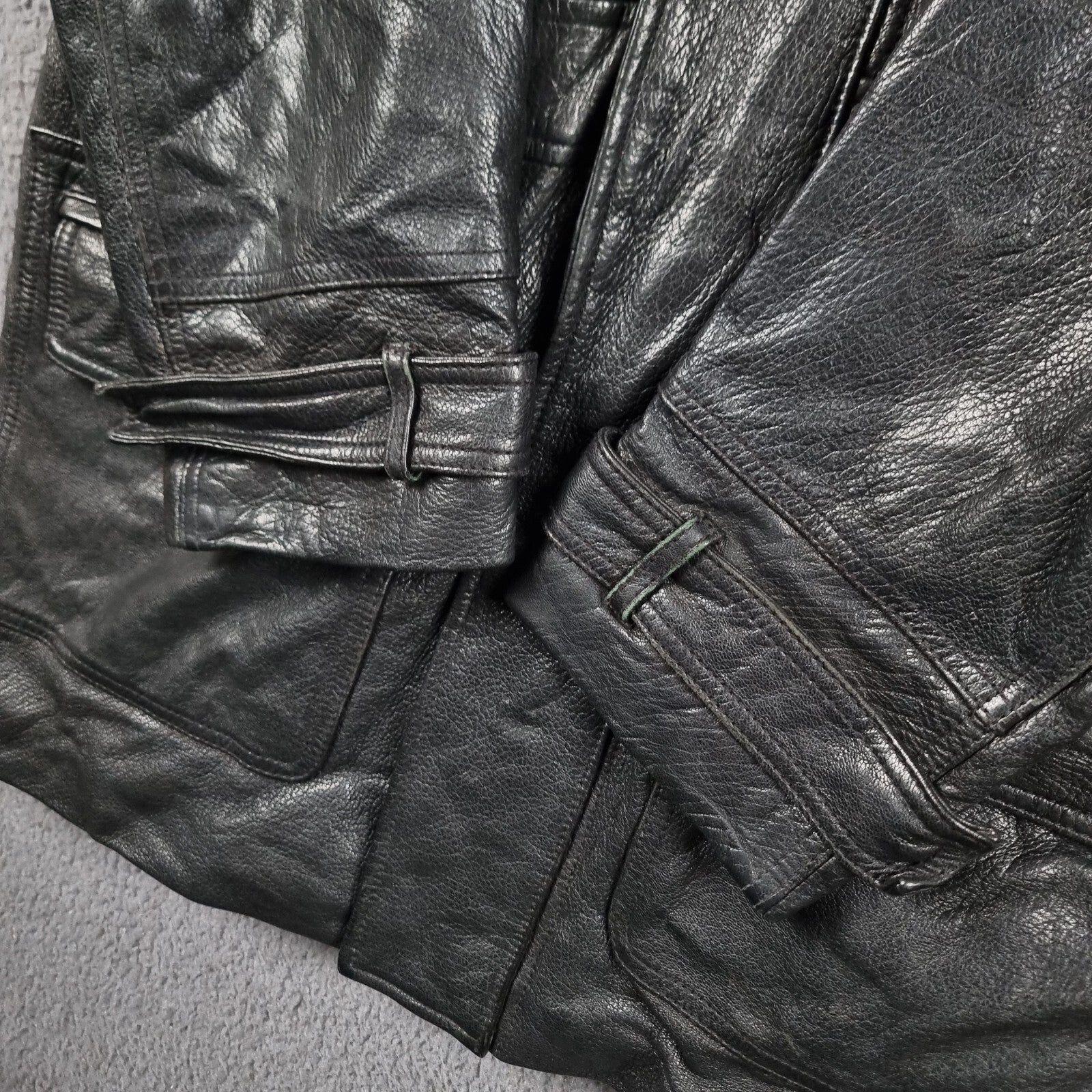 Vintage ARMA Leather Jacket Mens L Large 40 Black Long Overcoat Coat Lined 90s
