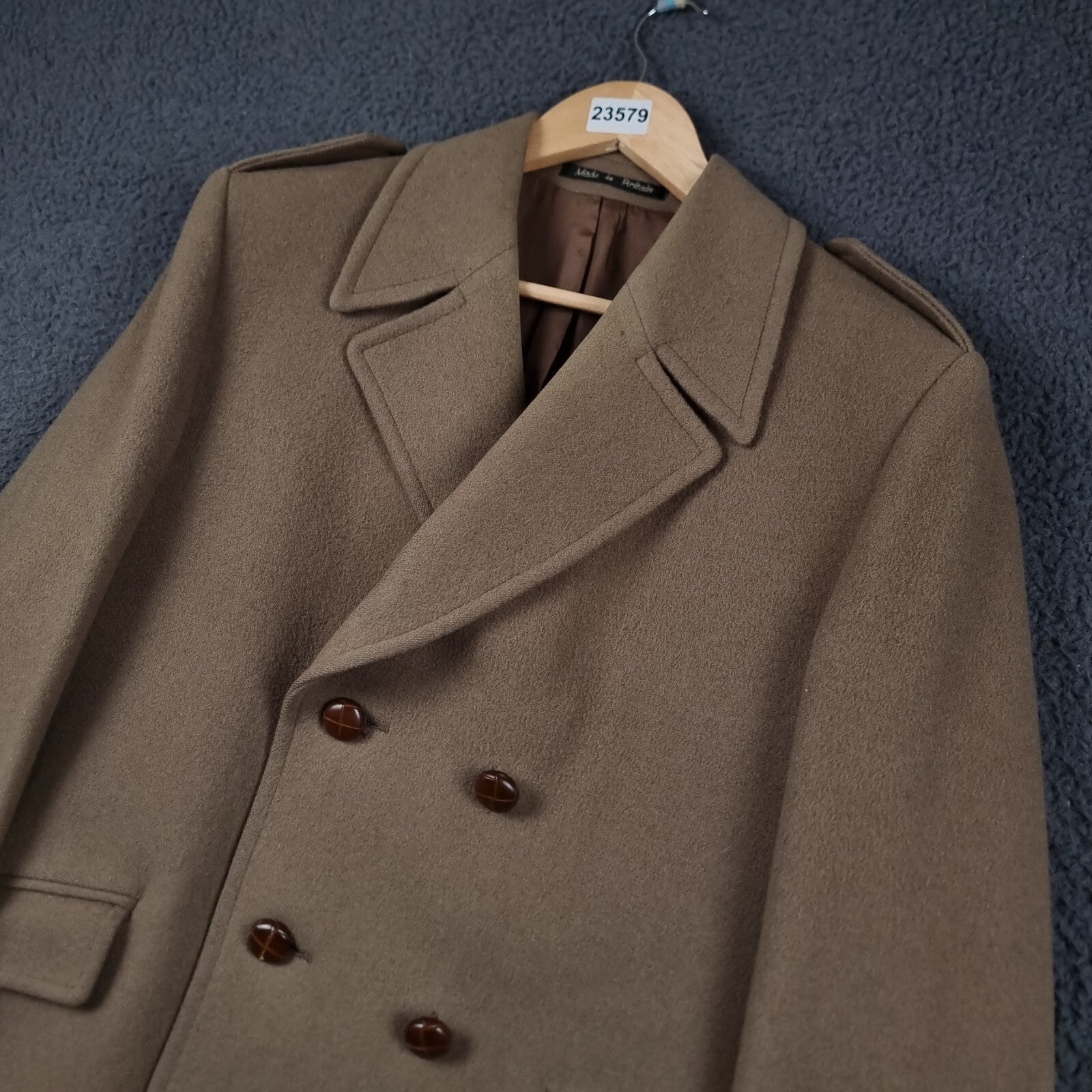 Vintage Dunn & Co Coat Mens M Medium Brown Pure Wool Double Breasted Crombie