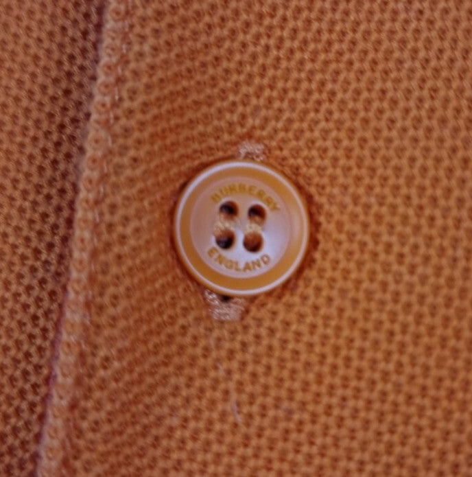 BURBERRY Polo Shirt Mens M Medium Orange Nova Check Short Sleeve Cotton Pique