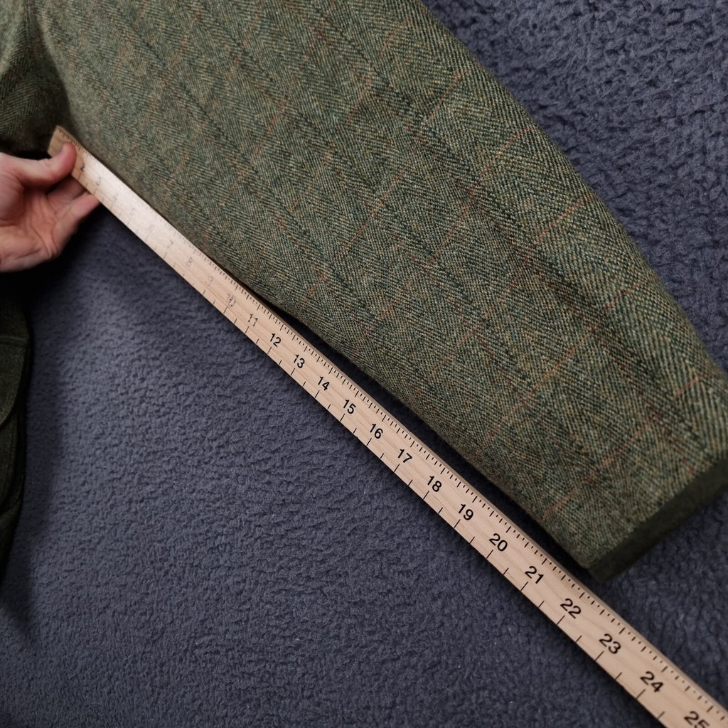 JOHN BROCKLEHURST Jacket Mens L Large Green Check Tweed 100% Wool Shooting Coat