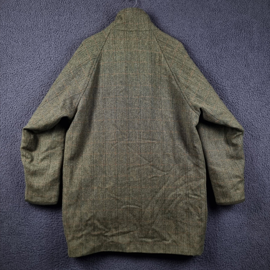 JOHN BROCKLEHURST Jacket Mens L Large Green Check Tweed 100% Wool Shooting Coat