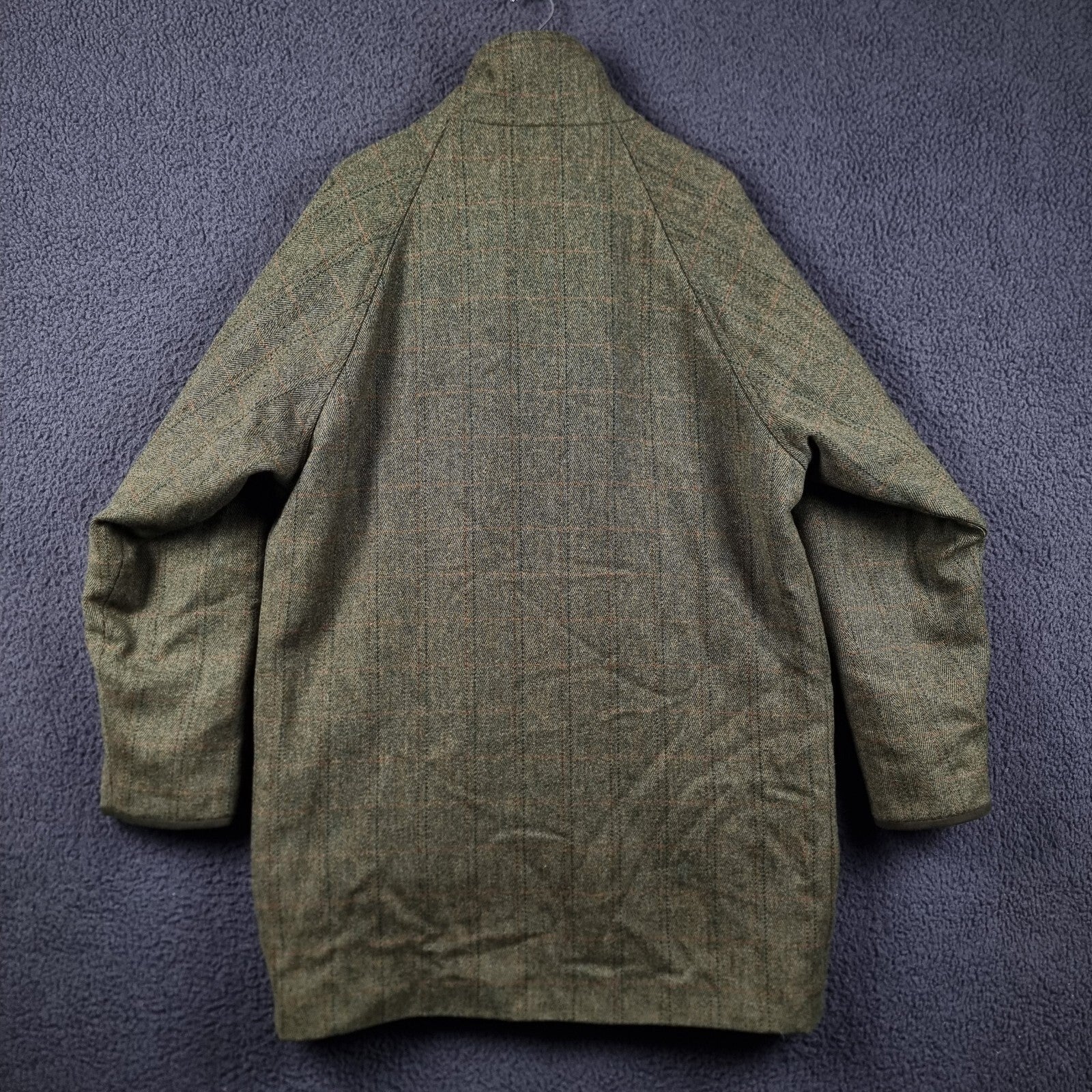 JOHN BROCKLEHURST Jacket Mens L Large Green Check Tweed 100% Wool Shooting Coat