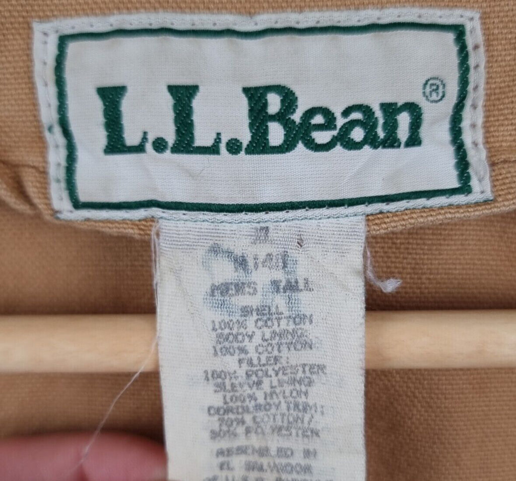 Vintage LL Bean Jacket Mens XL Tall Brown Field Coat Barn Hunting Chore 80s