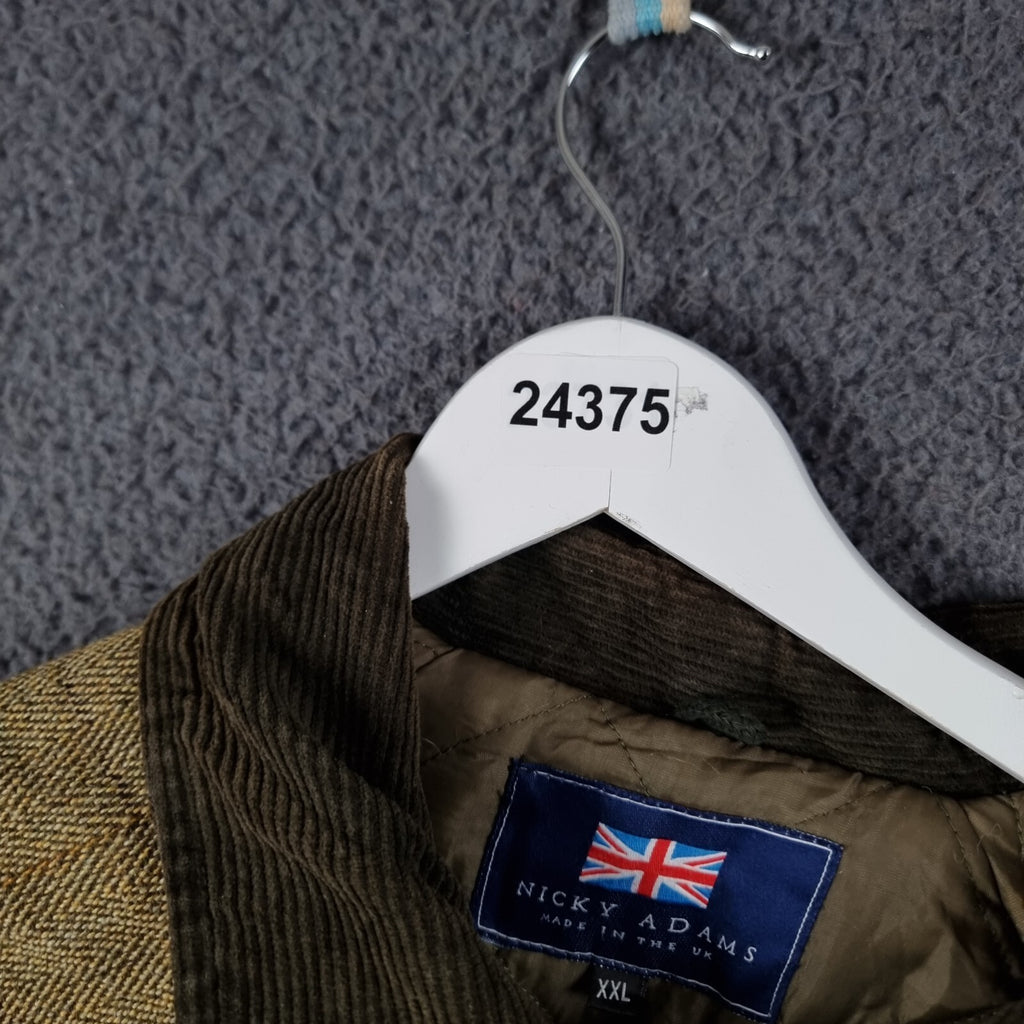 NICKY ADAMS Shooting Jacket Mens 2XL Green Derby Tweed Wool Blend Sporting