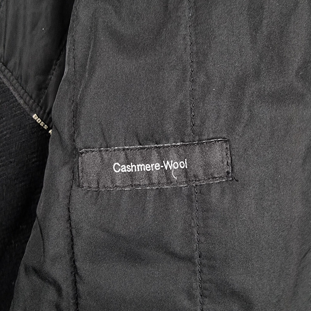 HUGO BOSS Jacket Mens 46R 2XL Black Cox Coat Overcoat Wool & Cashmere Blend