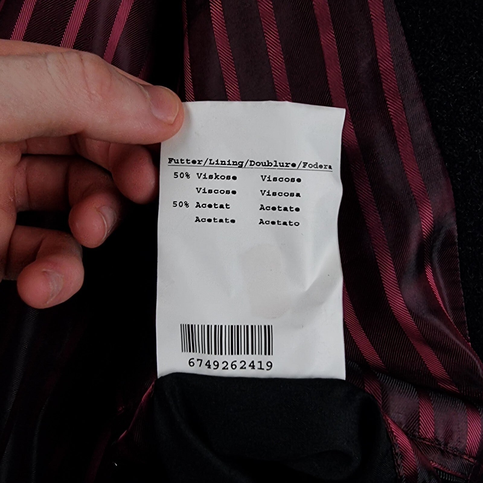 BUGATTI Coat Mens 2XL 52 Black Wool Cashmere Long Trench Overcoat Collared