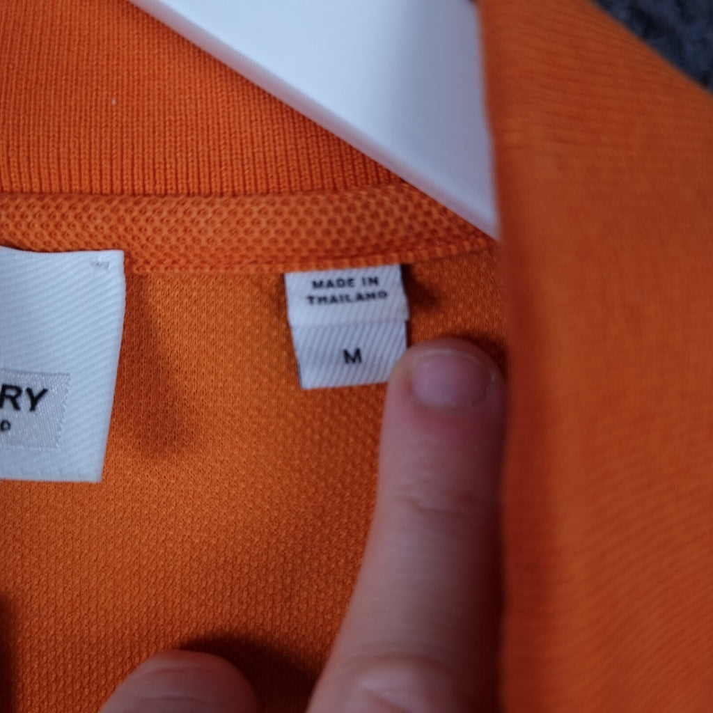 BURBERRY Polo Shirt Mens M Medium Orange Nova Check Short Sleeve Cotton Pique