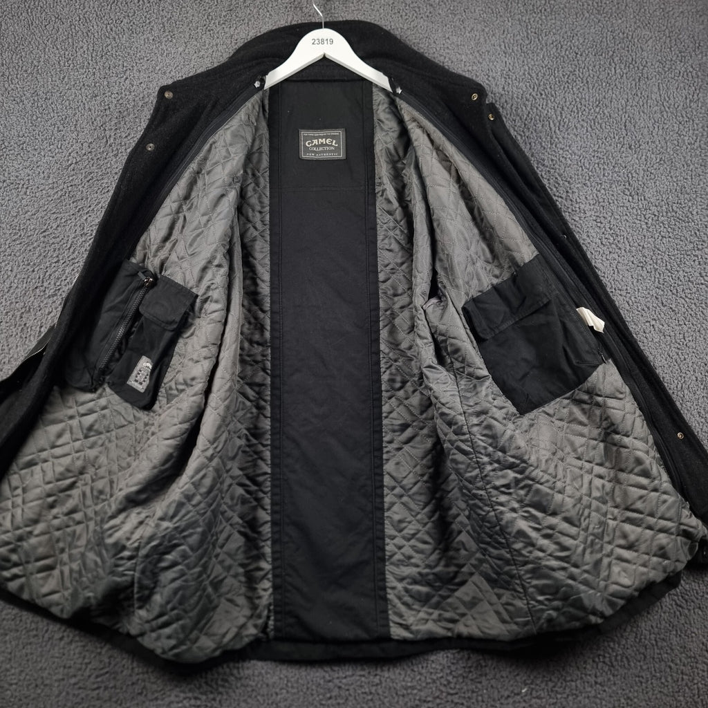 Vintage CAMEL COLLECTION Jacket Mens 2XL 48 Black Barn Field Coat Cotton Canvas