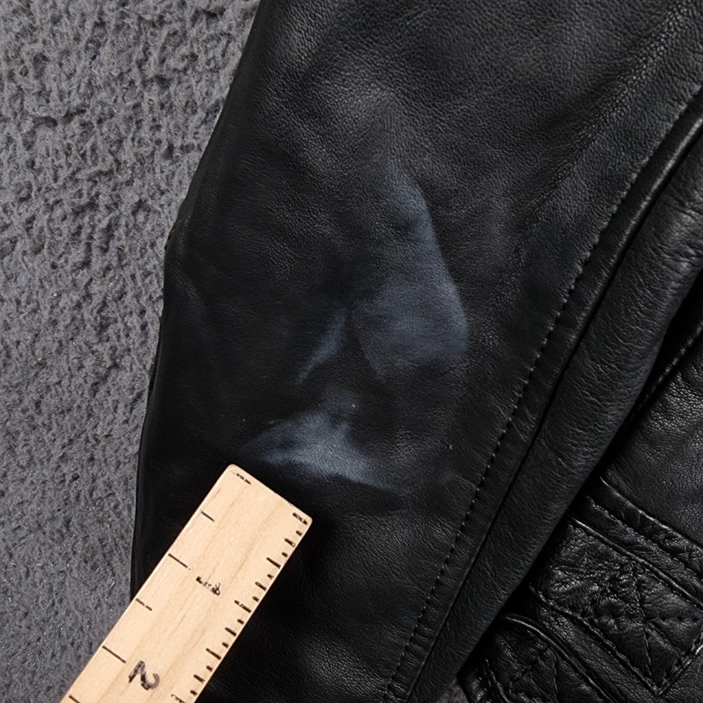 Diesel Leather Jacket Mens XL Black Soft Sheepskin Racer Biker Moto Full Zip