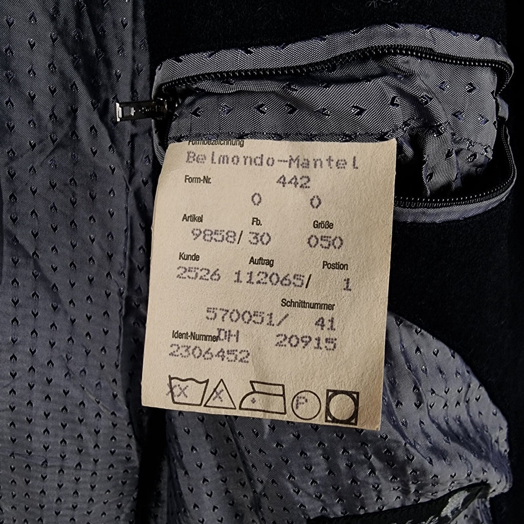 Vintage DANIEL HECHTER Coat Mens 2XL 50 Navy Blue Wool Cashmere Overcoat 80s 90s