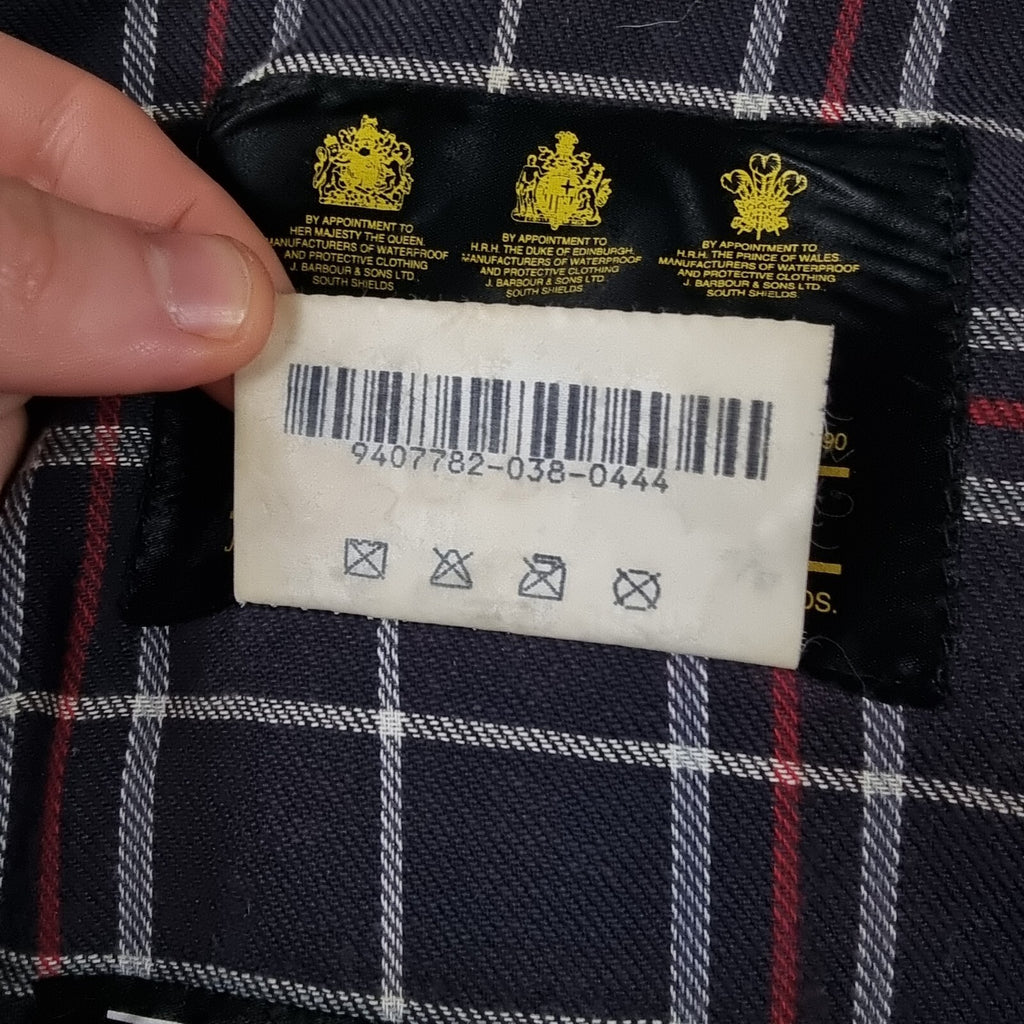 Vintage BARBOUR Border Jacket Mens C42 Navy Wax Waxed Field Coat A205 90s 1994