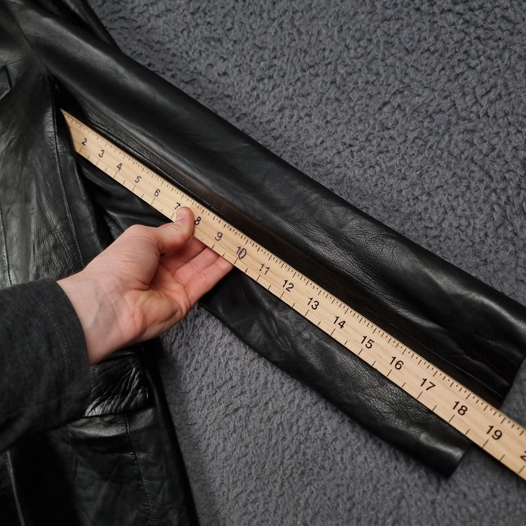 Vintage HUGO BOSS Leather Jacket Men L Large 42 Black Blazer Soft Lambskin Nappa