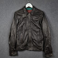 SUPERDRY Leather Jacket Mens S Small Brown Racer Biker Bomber Zip Speed Sport