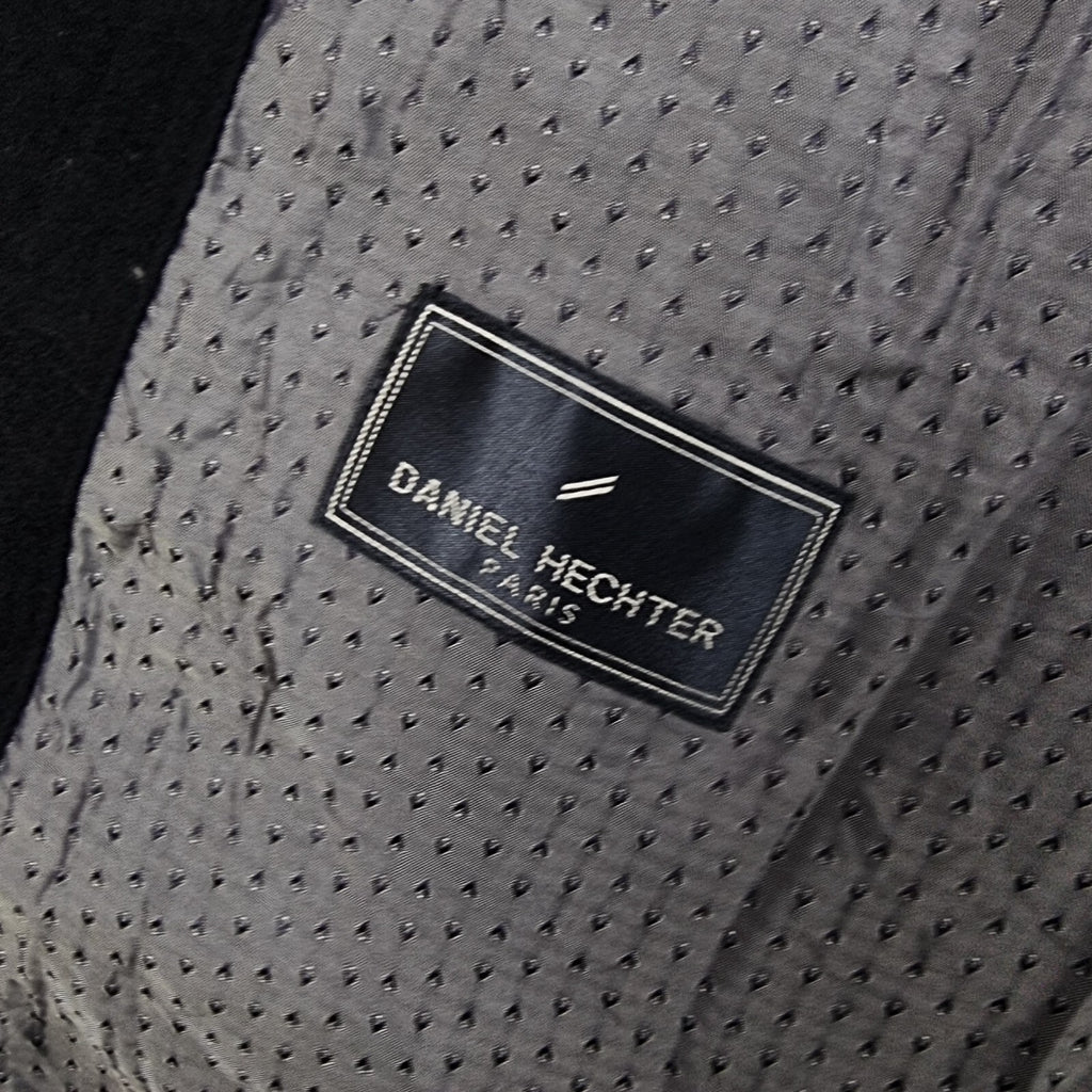Vintage DANIEL HECHTER Coat Mens 2XL 50 Navy Blue Wool Cashmere Overcoat 80s 90s