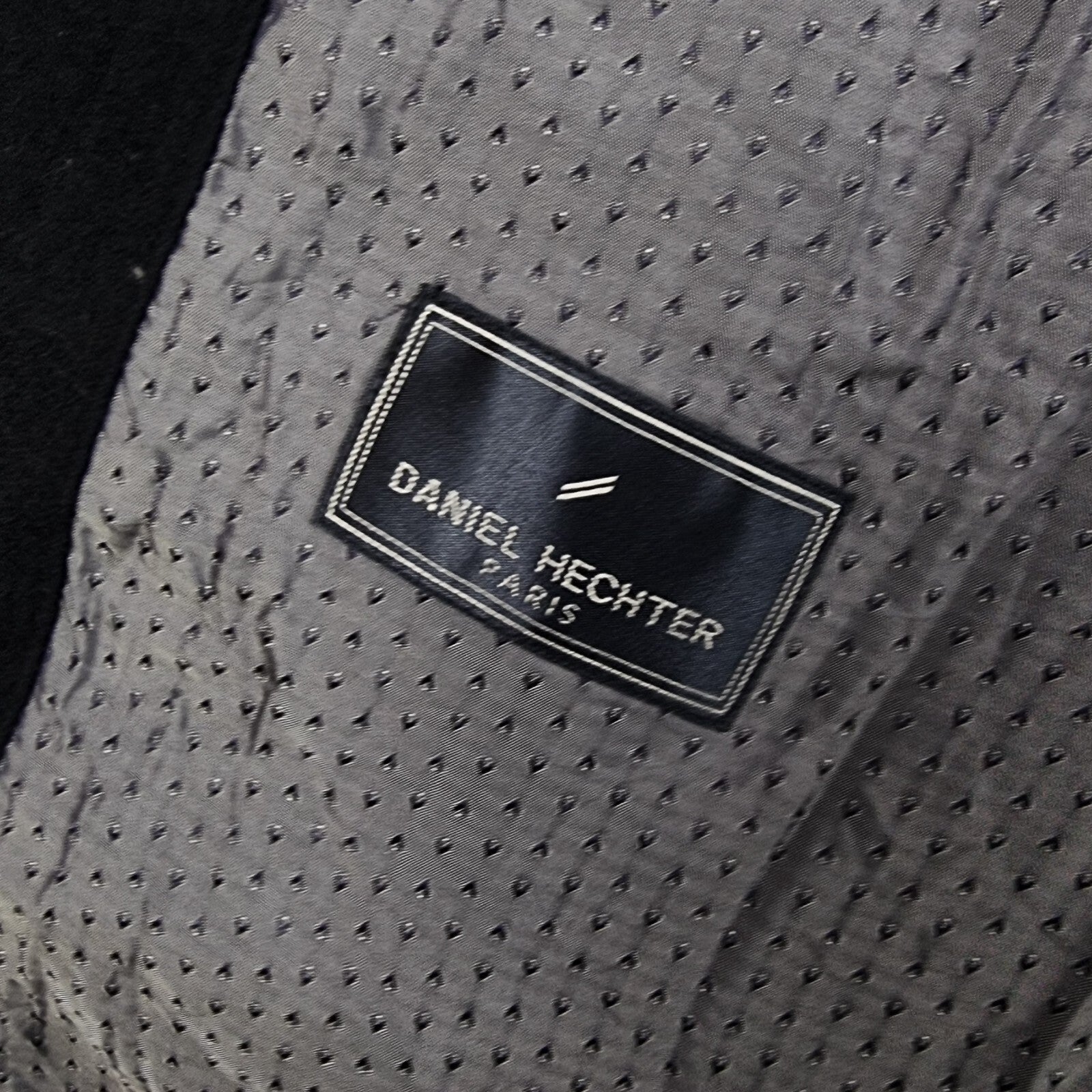 Vintage DANIEL HECHTER Coat Mens 2XL 50 Navy Blue Wool Cashmere Overcoat 80s 90s