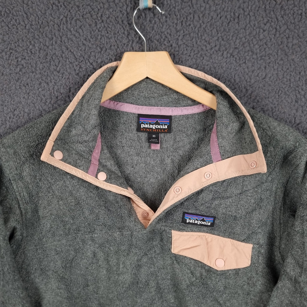 PATAGONIA Synchilla Snap-T Fleece Womens XS Grey Lightweight Pullover Jumper