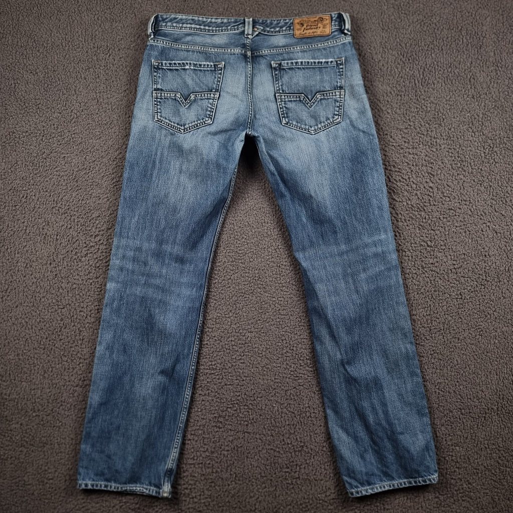 DIESEL Larkee Jeans Mens W34 L32 Blue Regular Straight Denim 100% Cotton