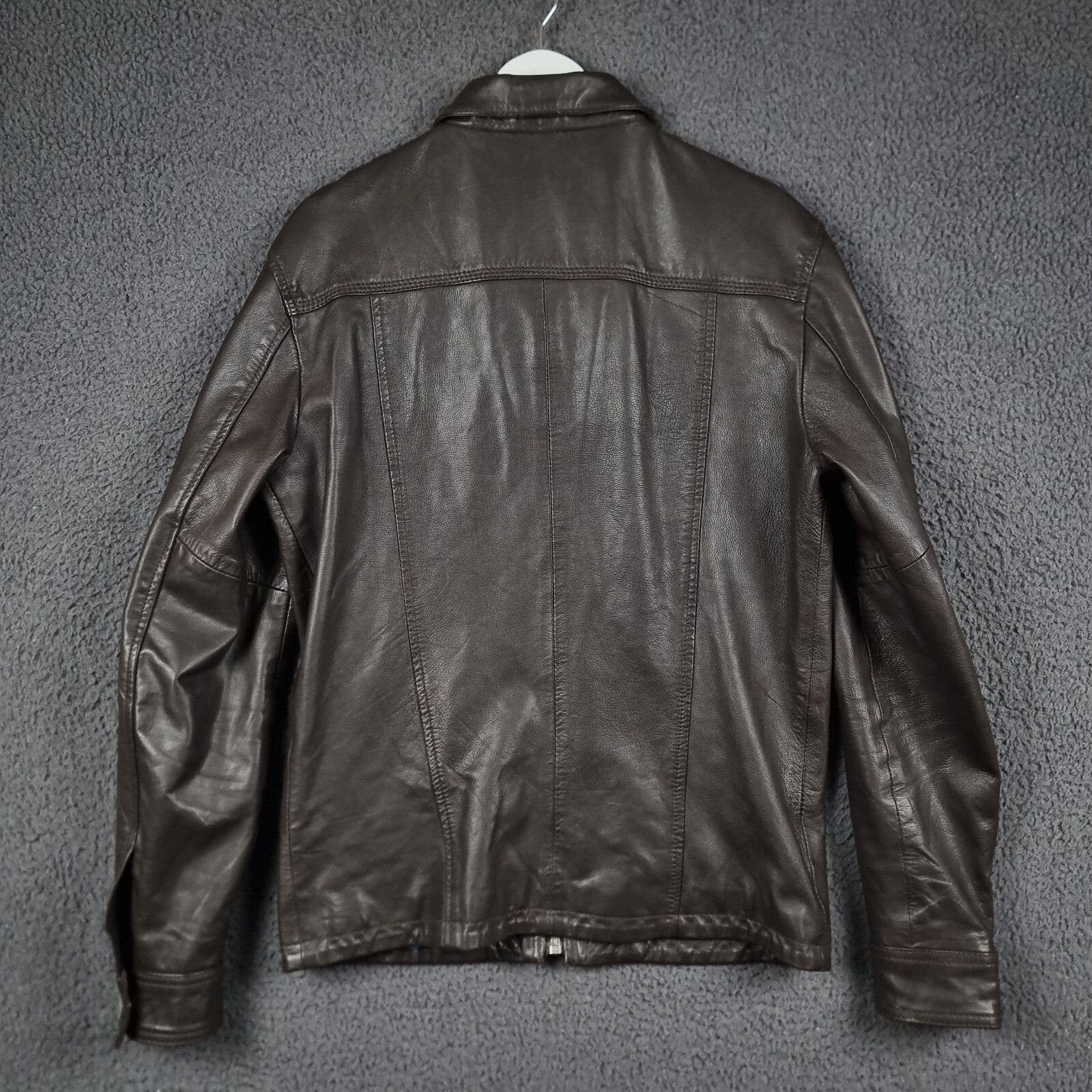 Superdry Leather Jacket Mens L Large Brown Hero Benjamin Biker Bomber Motorcycle