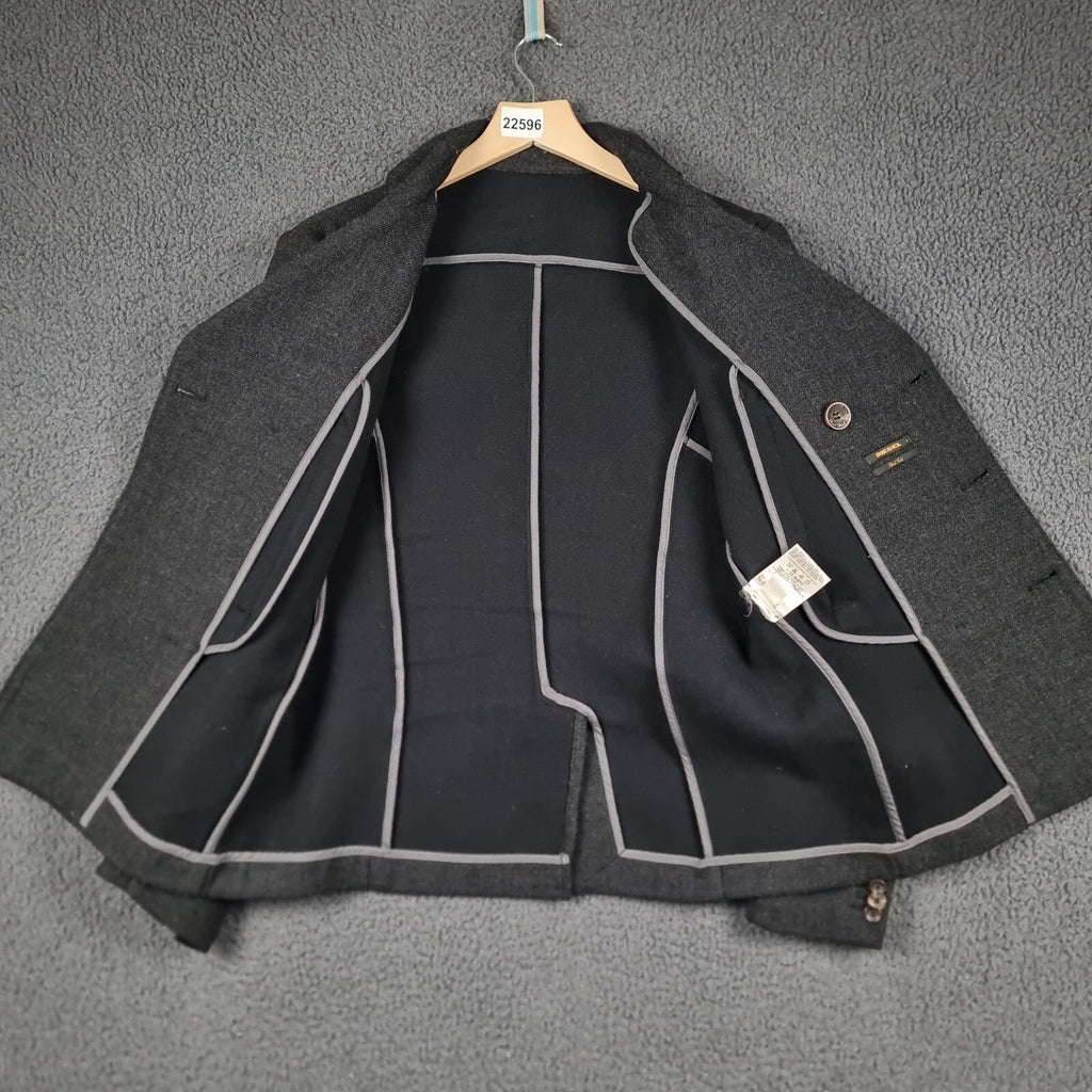DIESEL Jacket Men S Small Charcoal BLACK GOLD Wool Blend Peacoat Double Breasted