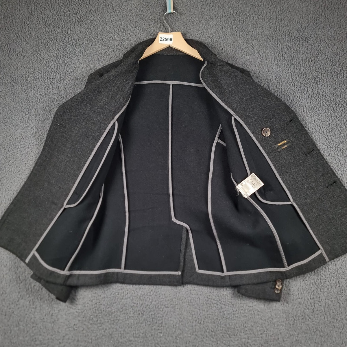 DIESEL Jacket Men S Small Charcoal BLACK GOLD Wool Blend Peacoat Double Breasted