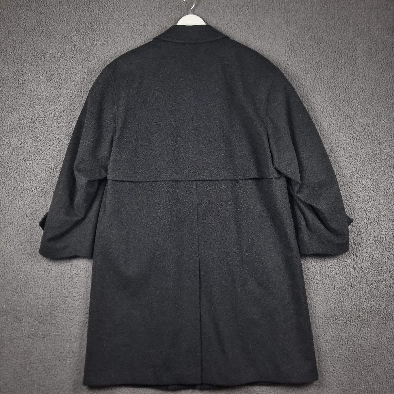 BUGATTI Coat Mens 2XL Black Alpen Loden Wool Long Trench Overcoat Collared