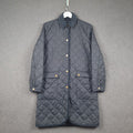 Vintage RALPH LAUREN Jacket Womens S Small Navy Long Quilted Coat Collared 90s