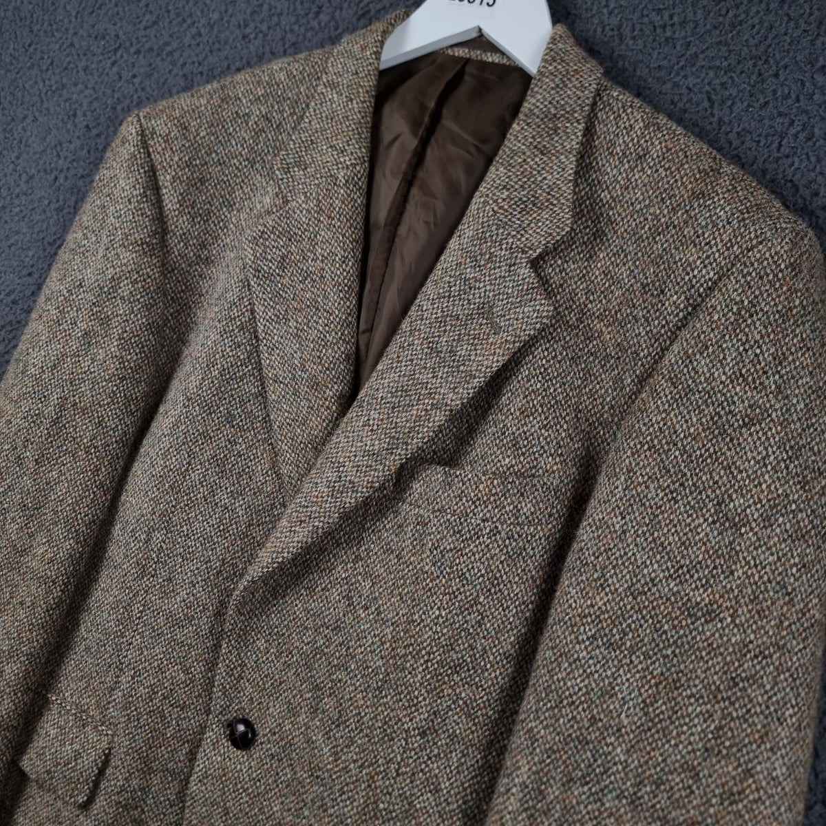 Brook Taverner Harris Tweed Blazer Jacket Mens 42S Brown 100% Wool Sport Coat