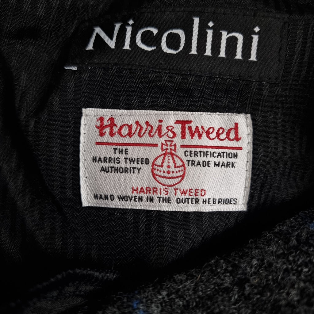 Vintage HARRIS TWEED Suit Mens 44R W38 L30 Grey Check Hacking Blazer Trousers