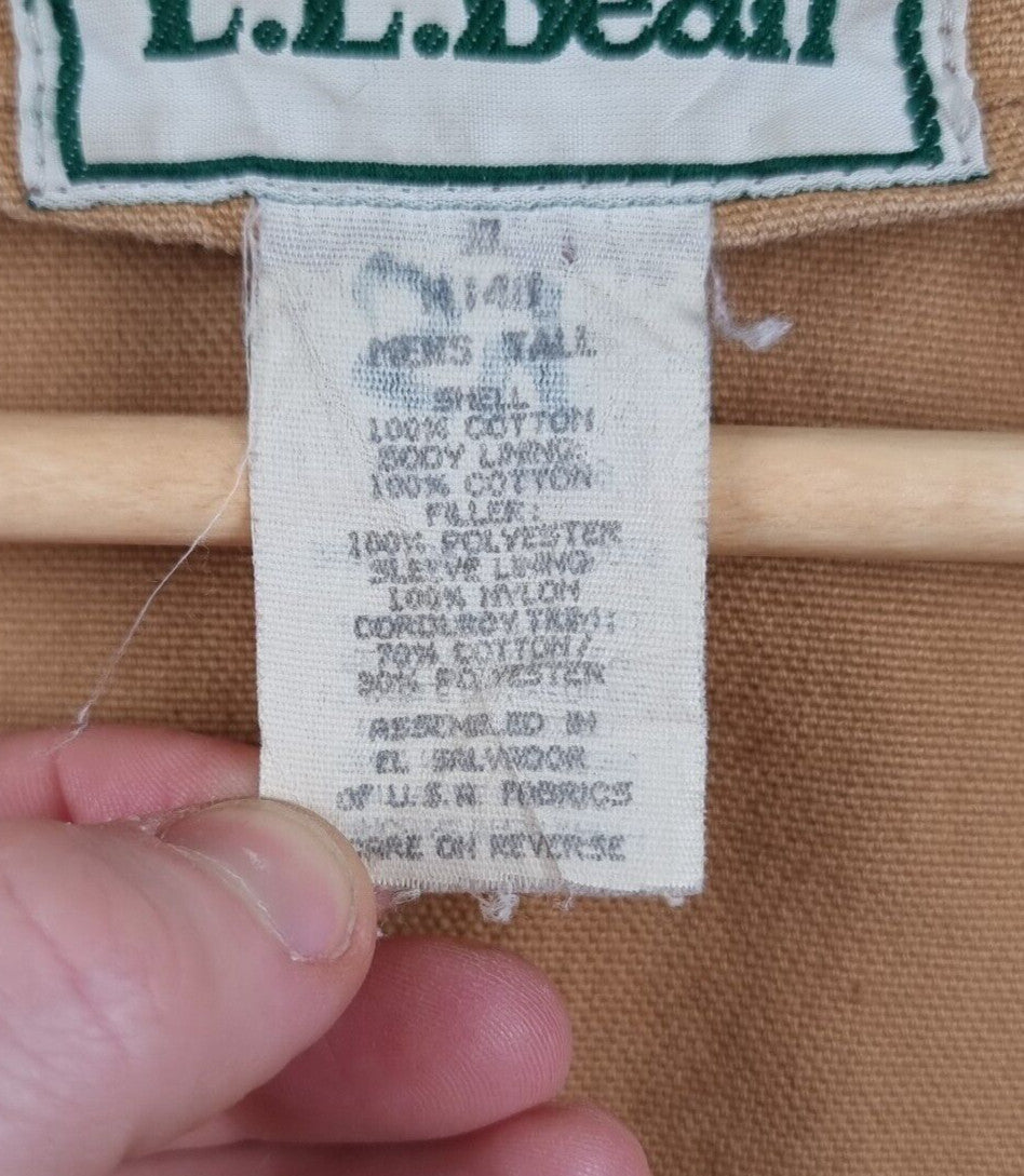 Vintage LL Bean Jacket Mens XL Tall Brown Field Coat Barn Hunting Chore 80s