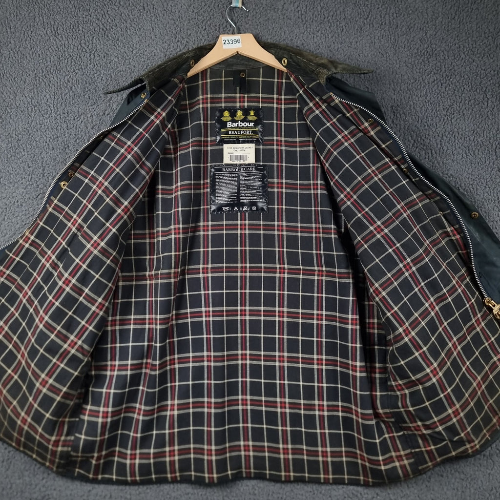 Vintage BARBOUR Beaufort Jacket Mens C48 2XL Navy Wax Waxed Field Coat A155 90s