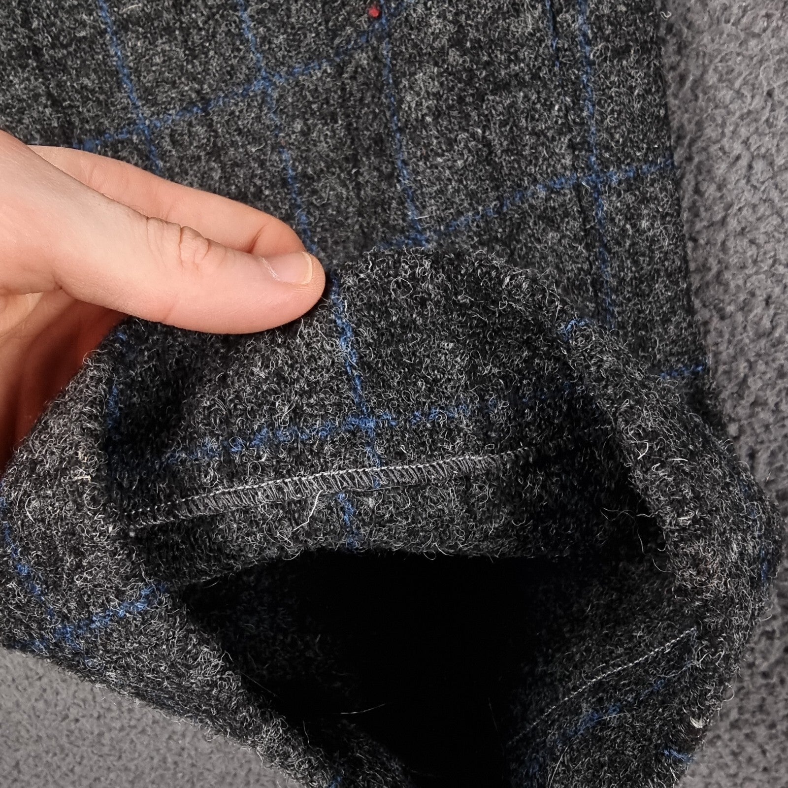 Vintage HARRIS TWEED Suit Mens 44R W38 L30 Grey Check Hacking Blazer Trousers