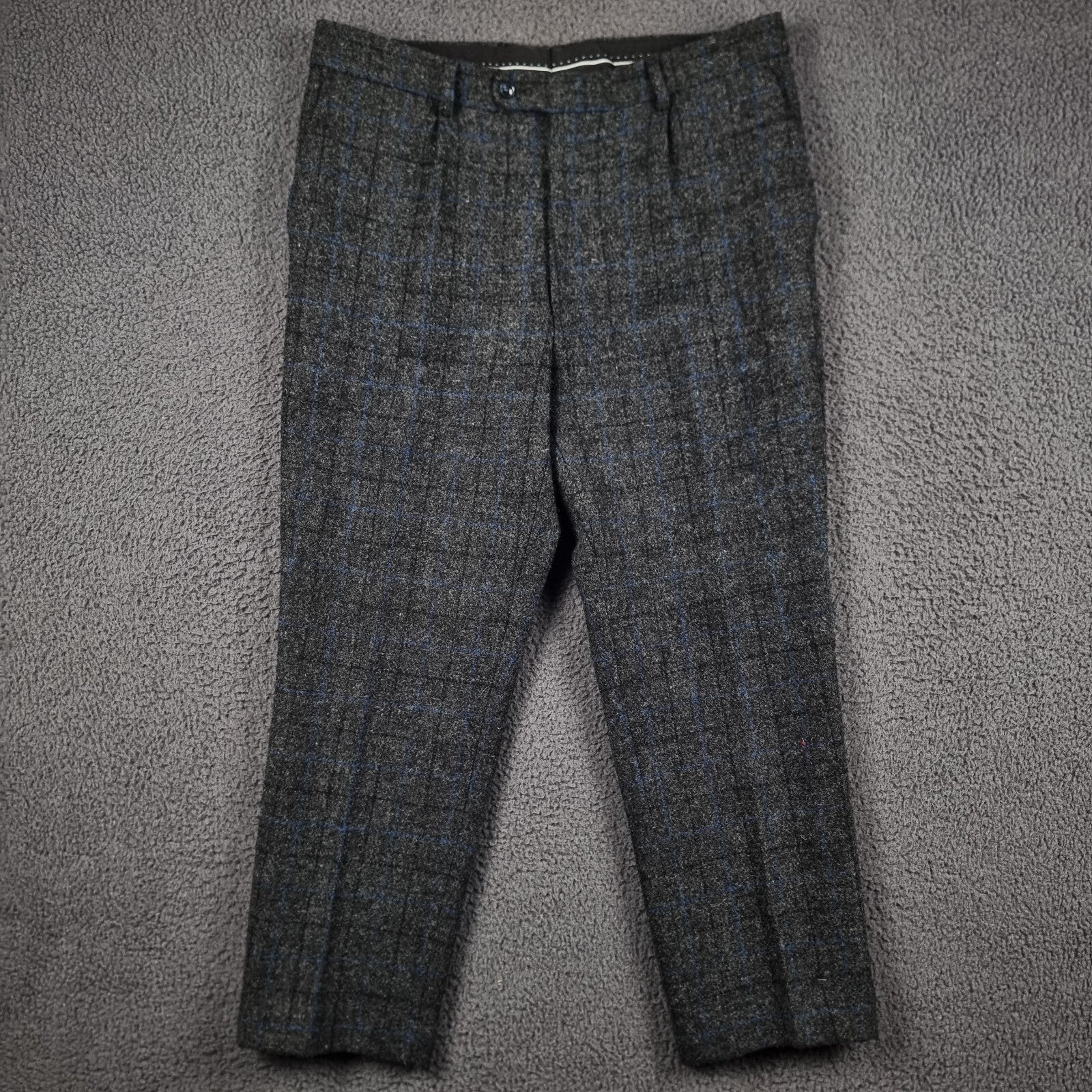 Vintage HARRIS TWEED Suit Mens 44R W38 L30 Grey Check Hacking Blazer Trousers