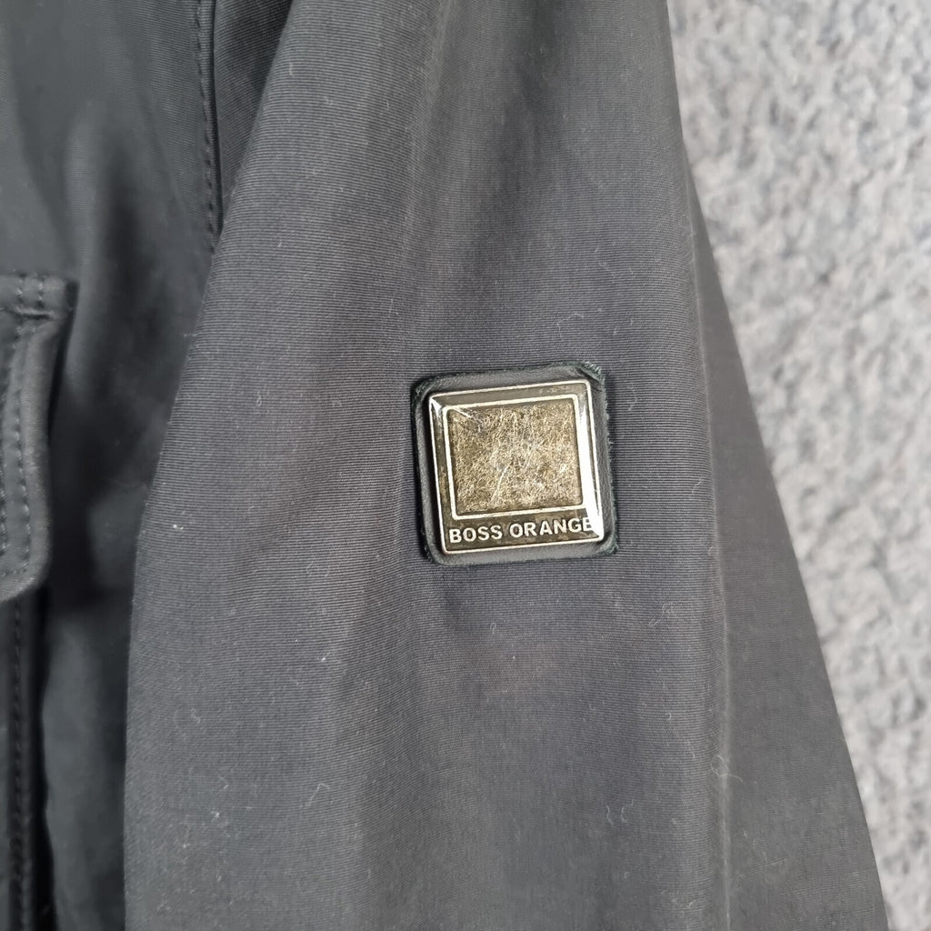 HUGO BOSS Jacket Mens 38R M Medium Black Military M65 Coat Biker Zip Insulated