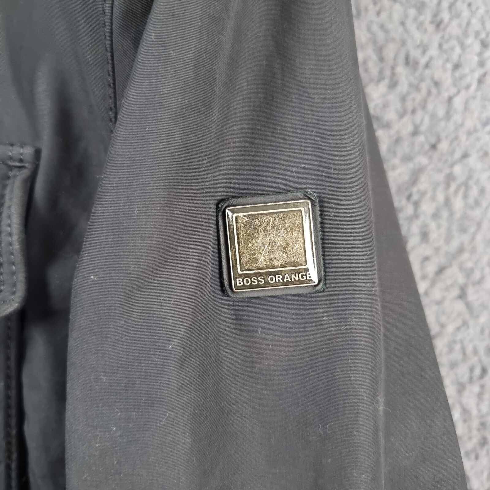 HUGO BOSS Jacket Mens 38R M Medium Black Military M65 Coat Biker Zip Insulated