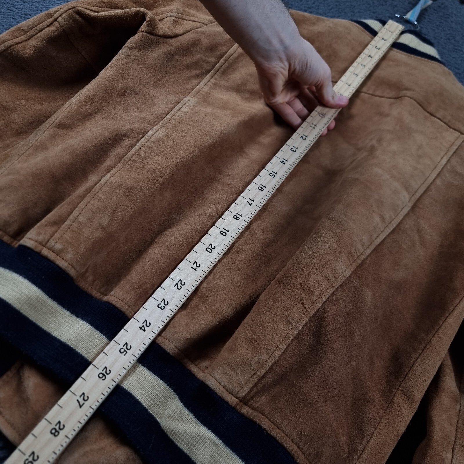 SCHOTT Goat Suede Leather Jacket Mens M Medium Brown Varsity Bomber LC300ST