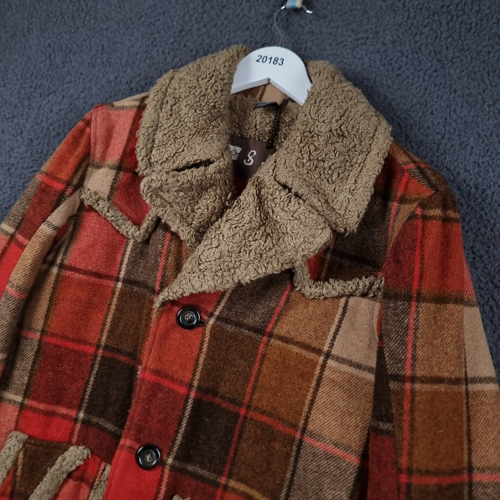 Vintage Diesel Jacket Men S Small Check Plaid Sherpa Shearling Venomous Trails