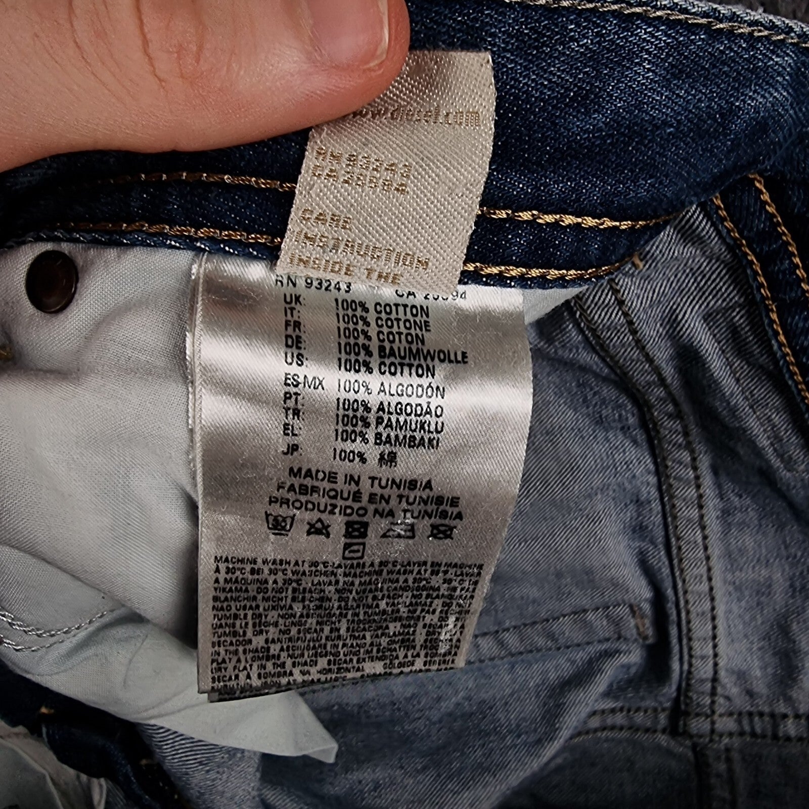 DIESEL Buster Jeans Mens W30 L32 Blue Distressed Regular Slim Tapered Denim