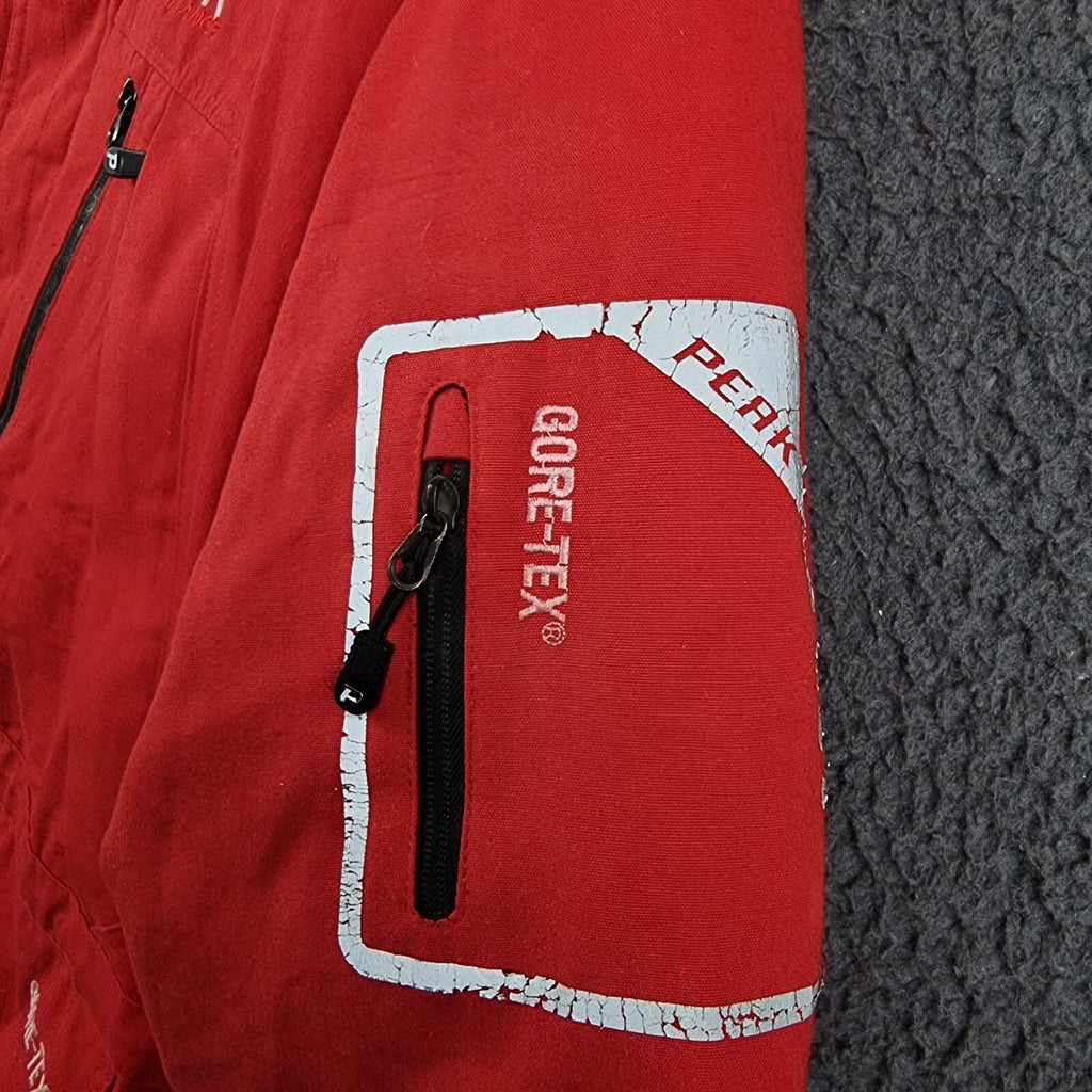 PEAK PERFORMANCE Jacket Mens S Small Red Goretex Goose DOWN Fill Parka Rain Coat