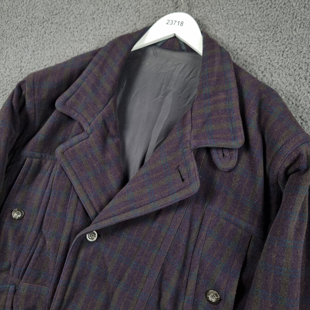 Vintage HUGO BOSS Jacket Mens 48 2XL Purple Check Wool & Cashmere Bomber 80s