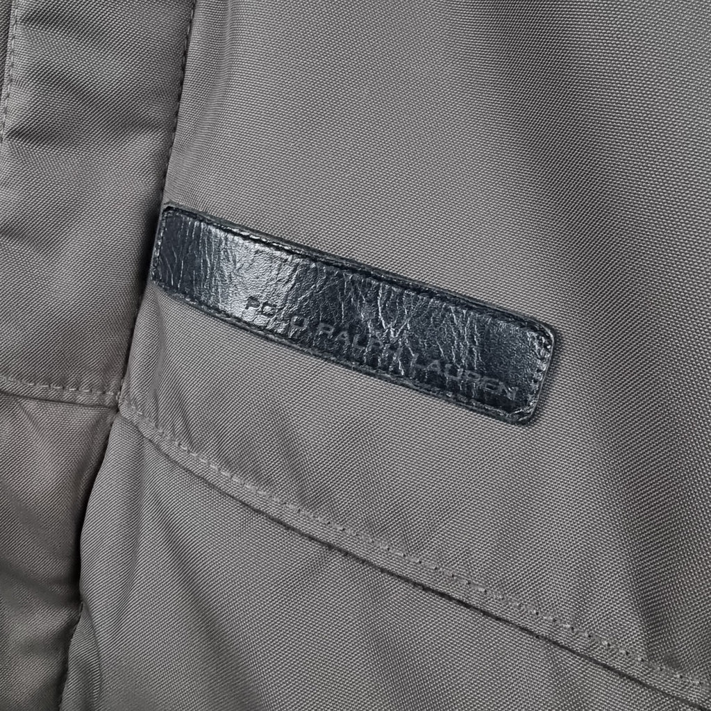 Vintage POLO RALPH LAUREN Jacket Mens L Large Grey DOWN Parka Hooded Rain Coat