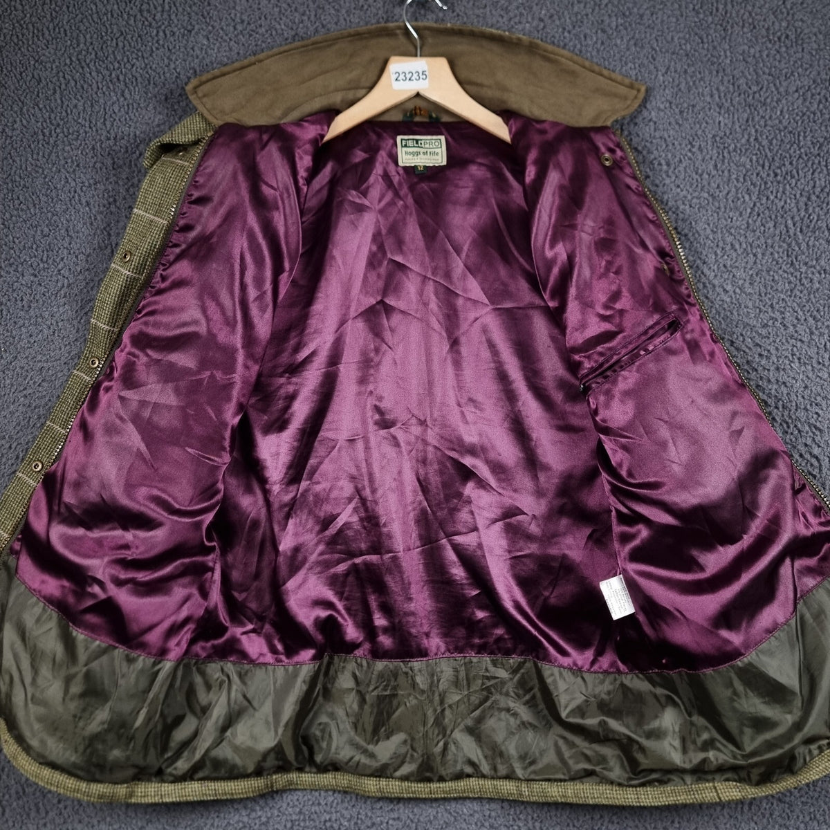 Hoggs Of Fife Field Pro Jacket Women UK 12 Green Check Wool Shooting Derby Tweed