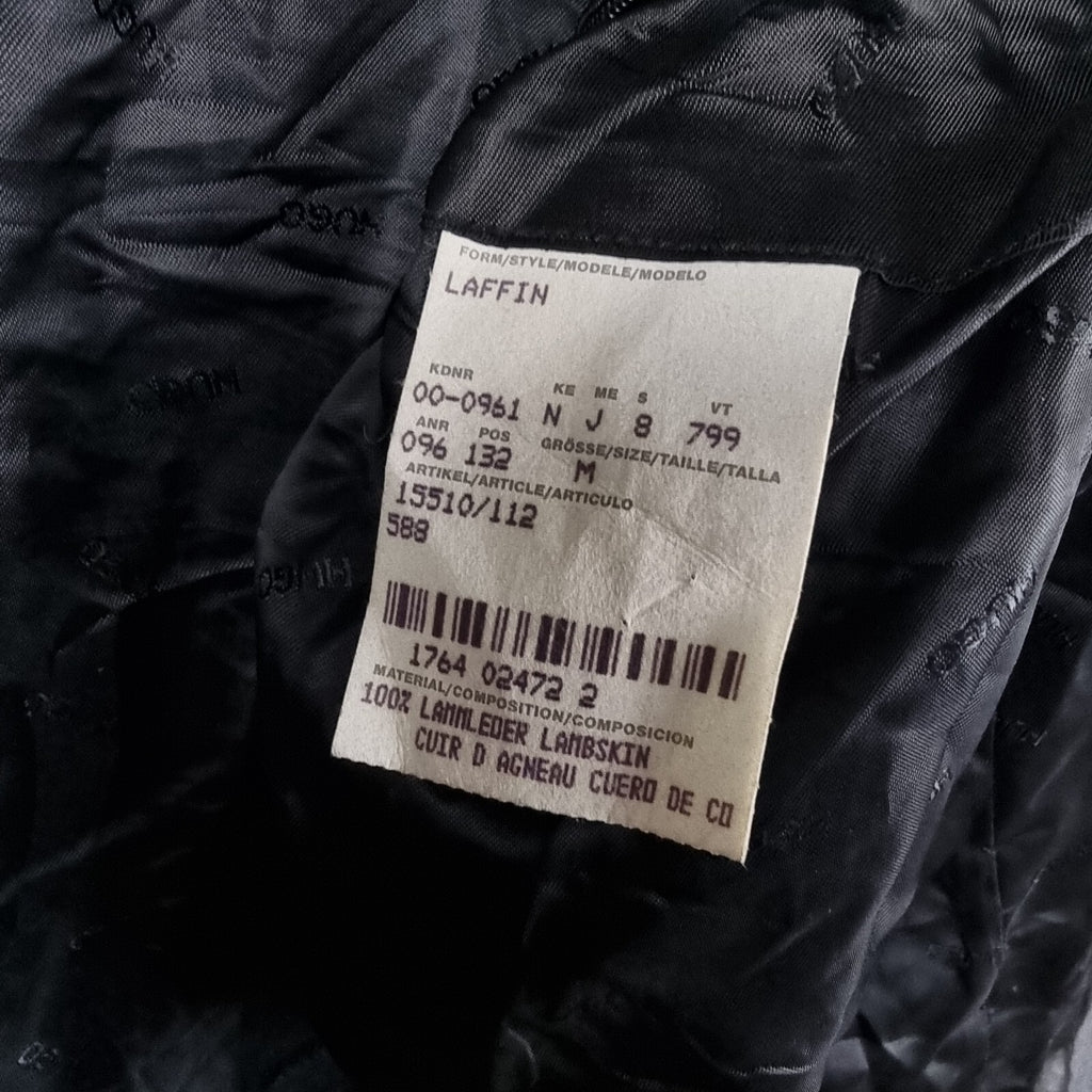 Vintage HUGO BOSS Leather Jacket Men L Large 42 Black Blazer Soft Lambskin Nappa