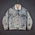 Vintage Levi's Sherpa Jacket Mens M Blue Trucker Acid Wash USA Made 80s Snap