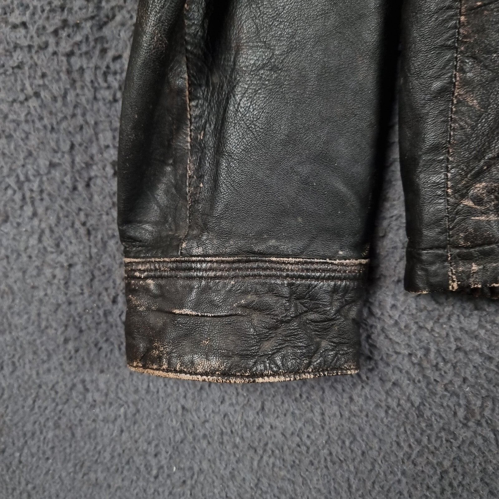 SUPERDRY Leather Jacket Mens L Large Brown Brad Distressed Biker Motorcycle