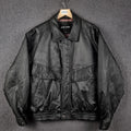 Vintage PIERRE CARDIN Leather Jacket Mens M Medium Black Bomber Relaxed Fit 90s